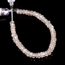 Natural White Zircon Gemstone Rondelle Faceted Beads 4X4X3 mm Strand 4" E-1454