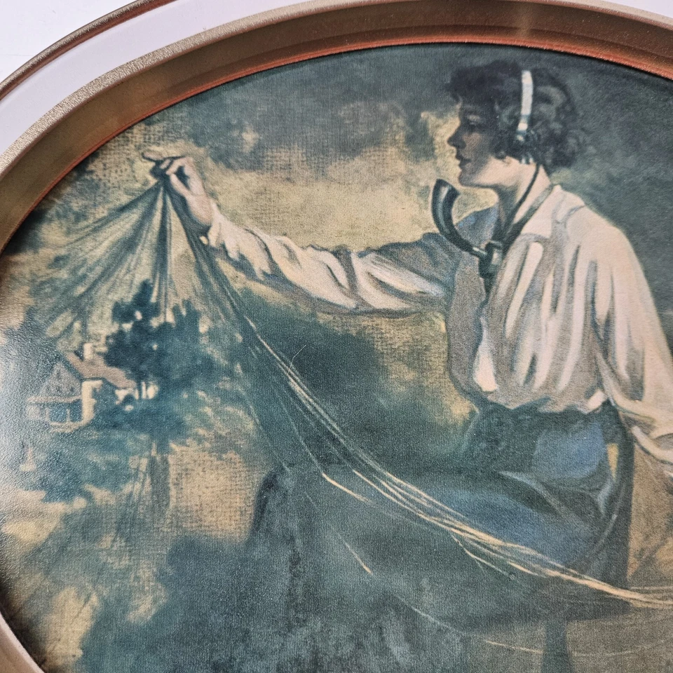 Vintage Tin Metal Serving Tray Lot Christmas Pepsi Colonial Operator MCM decor - Image 4 of 4