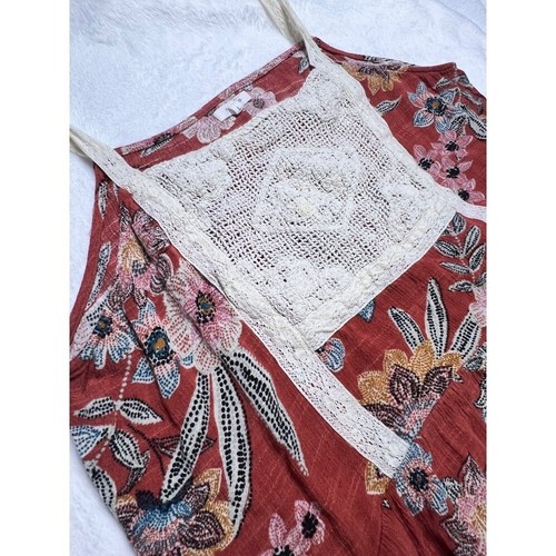 maurices Floral Crochet Tank Top Sleeveless Casual Summer Blouse Size L - Picture 2 of 6