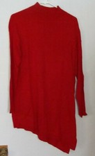 WORTHINGTON Asymmetrical Hem Red Dress Size M Long Sleeves w/ Mock Neck