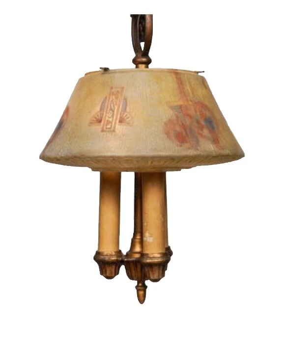 Оригинальная люстра в стиле ар-деко из расписного стекла и железа для подвесного зала - Изображение 2 из 4