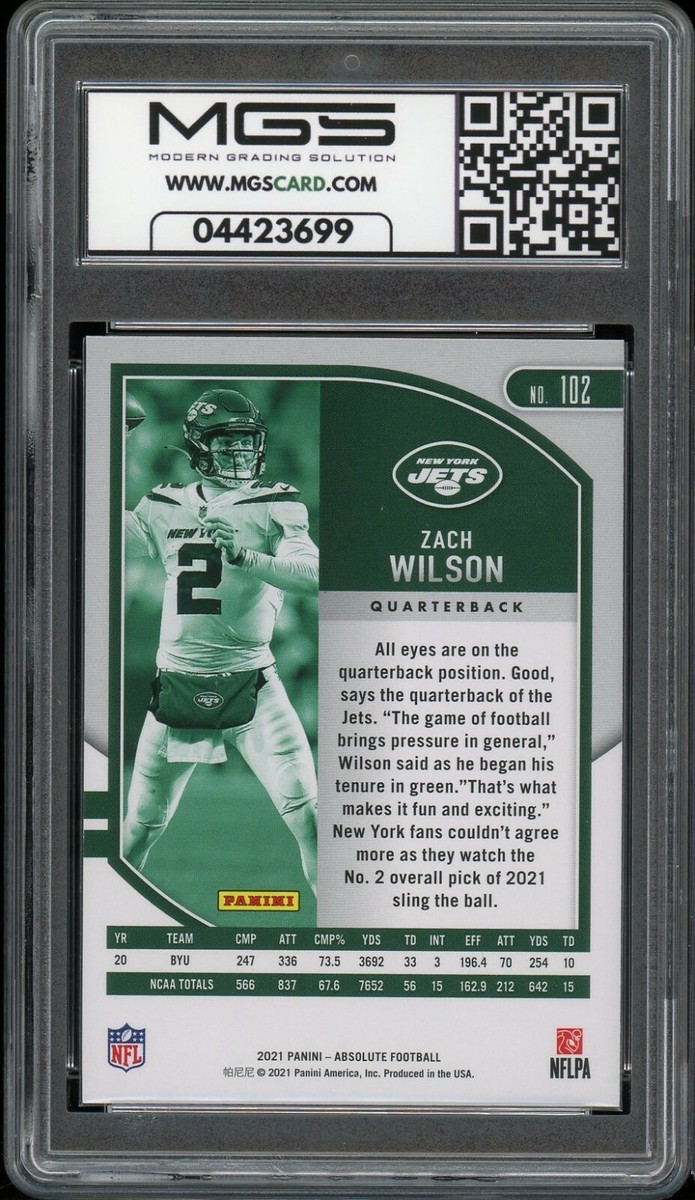 2021 Panini Absolute Zach Wilson MGS GRADED 10 GEM #120 RC 🔥 New York Jets  RC