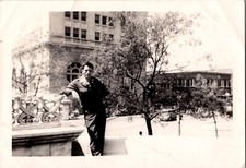 Vtg Found B W Photo WW2 US Army Soldiers 1940s Uniform City Outdoors Military
