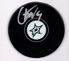 CHRISTIAN KYROU DALLAS STARS SIGNED AUTOGRAPHED PUCK WITH COA, SARNIA STING
