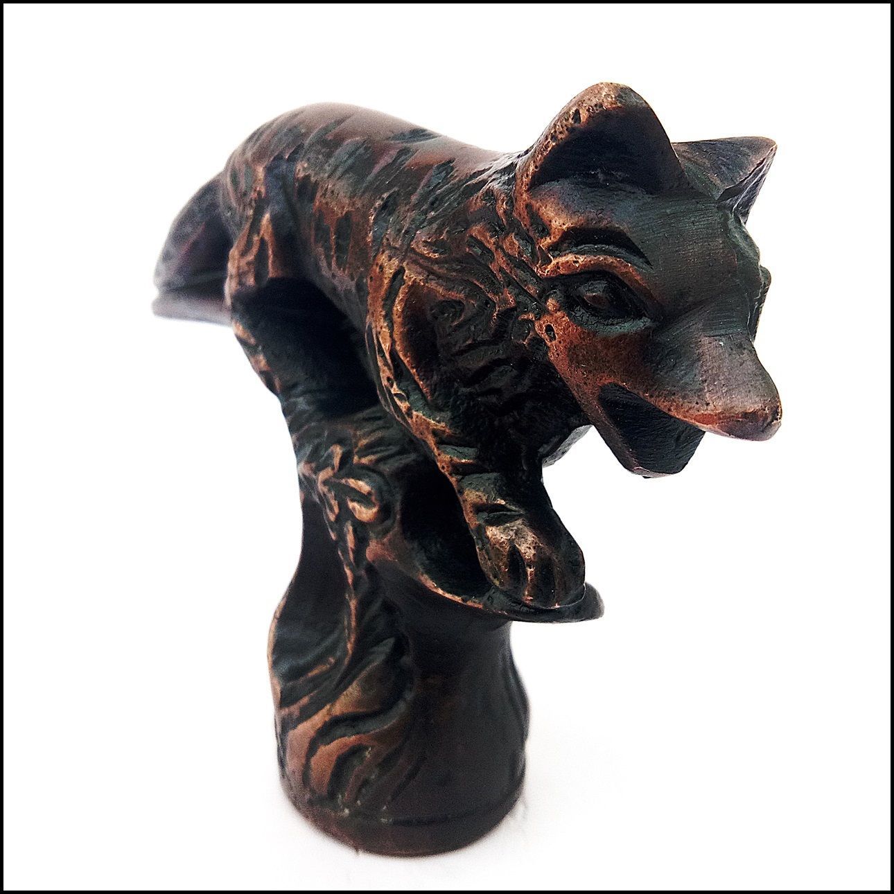 ANTIQUE FOX VINTAGE HANDLE FOR WALKING STICK WOODEN C… Gem