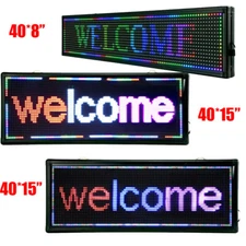 New 40"X15, 40"X8" Programmable LED Sign Indoor Scrolling Message Board Sign USA