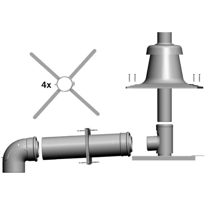 Комплектация Wolf Anschlussset 2651752 Kunststoff, DN 60/100, bis 24 кВт, raumluftunabhängig,