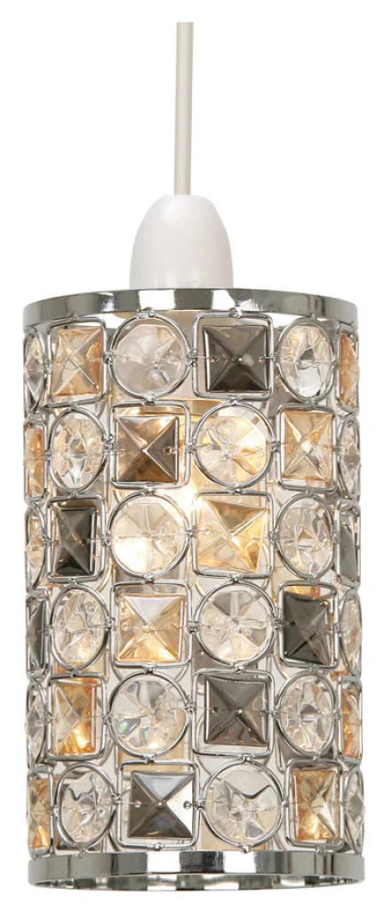 Lampshade Silver Davoli Acrylic Chrome 110mm Shade Only Oaks Lighting 3361 SM