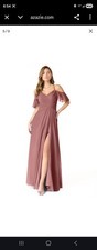 Azazie Dakota Desert Rose A-Line V-Neck Pleated Chiffon Dress size a12
