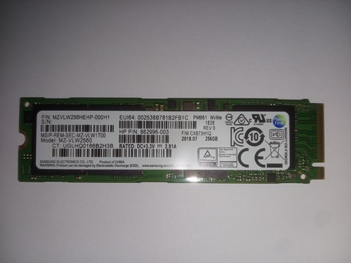 Ssd Samsung Pm961 256 Go Nvme M.2 2280 Mzvlw256hehp 1