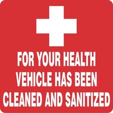 5in x 5in Vehicle Has Been Cleaned and Sanitized Magnet Car Truck Magnetic Sign