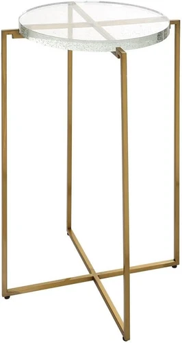 Star-Crossed Modern Gold & Clear Stainless Steel Accent Table - Picture 2 of 4