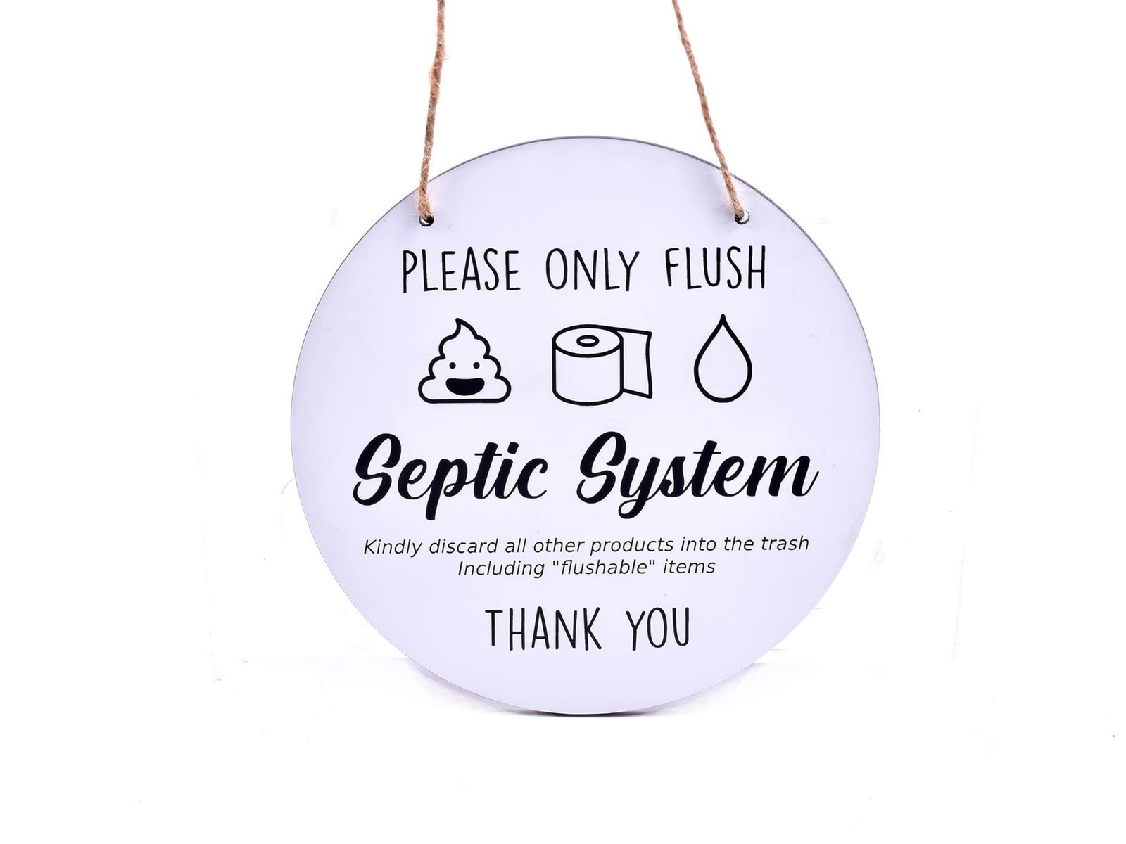 ⚪ White Hanging Circular “Septic Tank” ACM Sign – Engraved Toilet/Notice