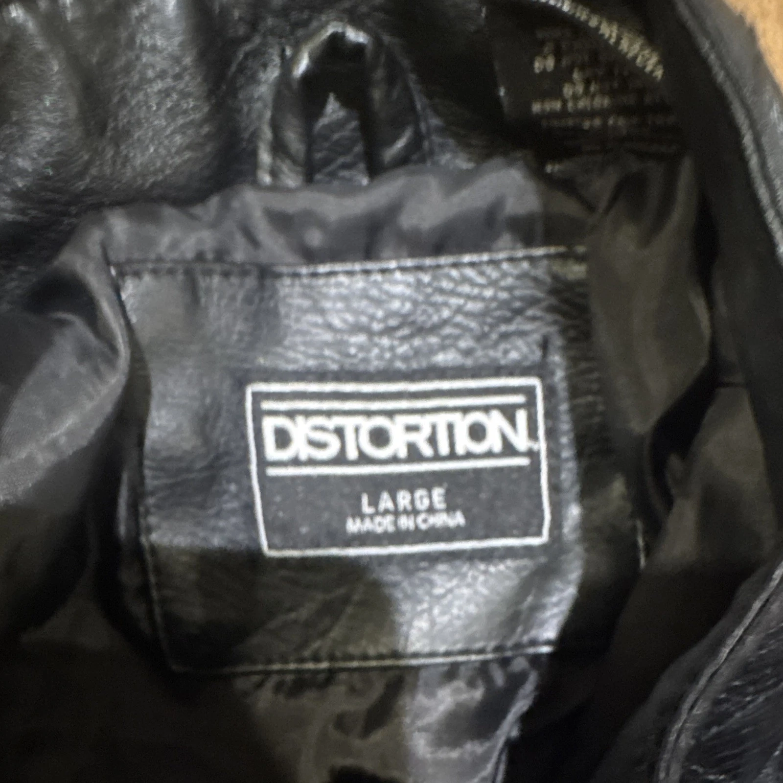 Soft Retro Distortion Black Men's L Zip Biker Jacket  Pockets Short Solid image 2
