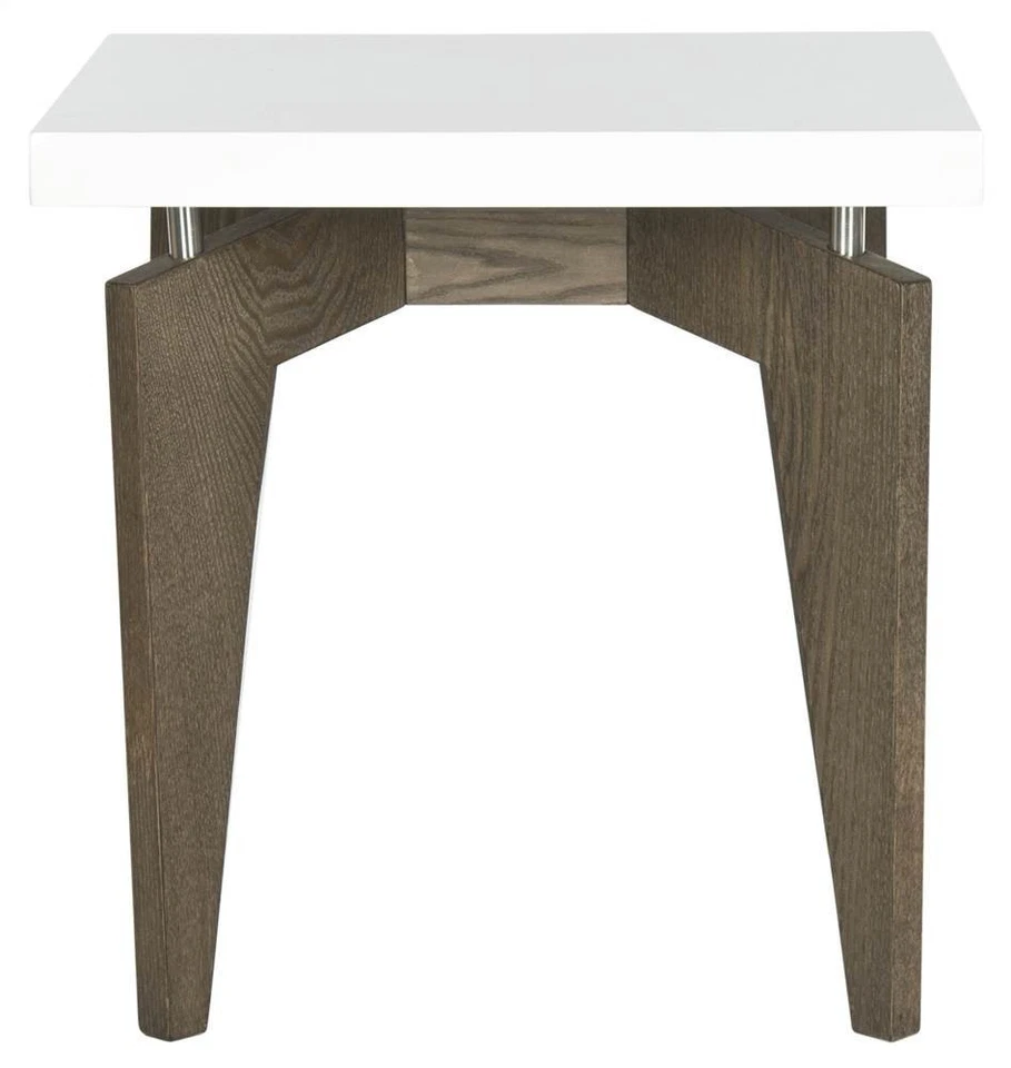 Home Collection Josef Mid-Century Modern White and Dark Brown End Table - Image 2 of 4
