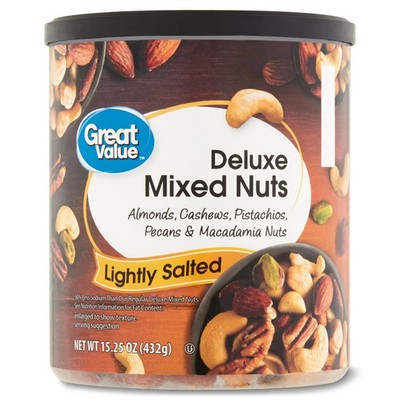 Great Value Lightly Salted, Deluxe Mixed Nuts, 15.25 oz New