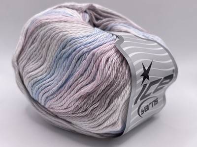 Mona Lisa Grey Pink Blue White 70933 Ice Yarns 100gr 174yds 100% Cotton DK Yarn