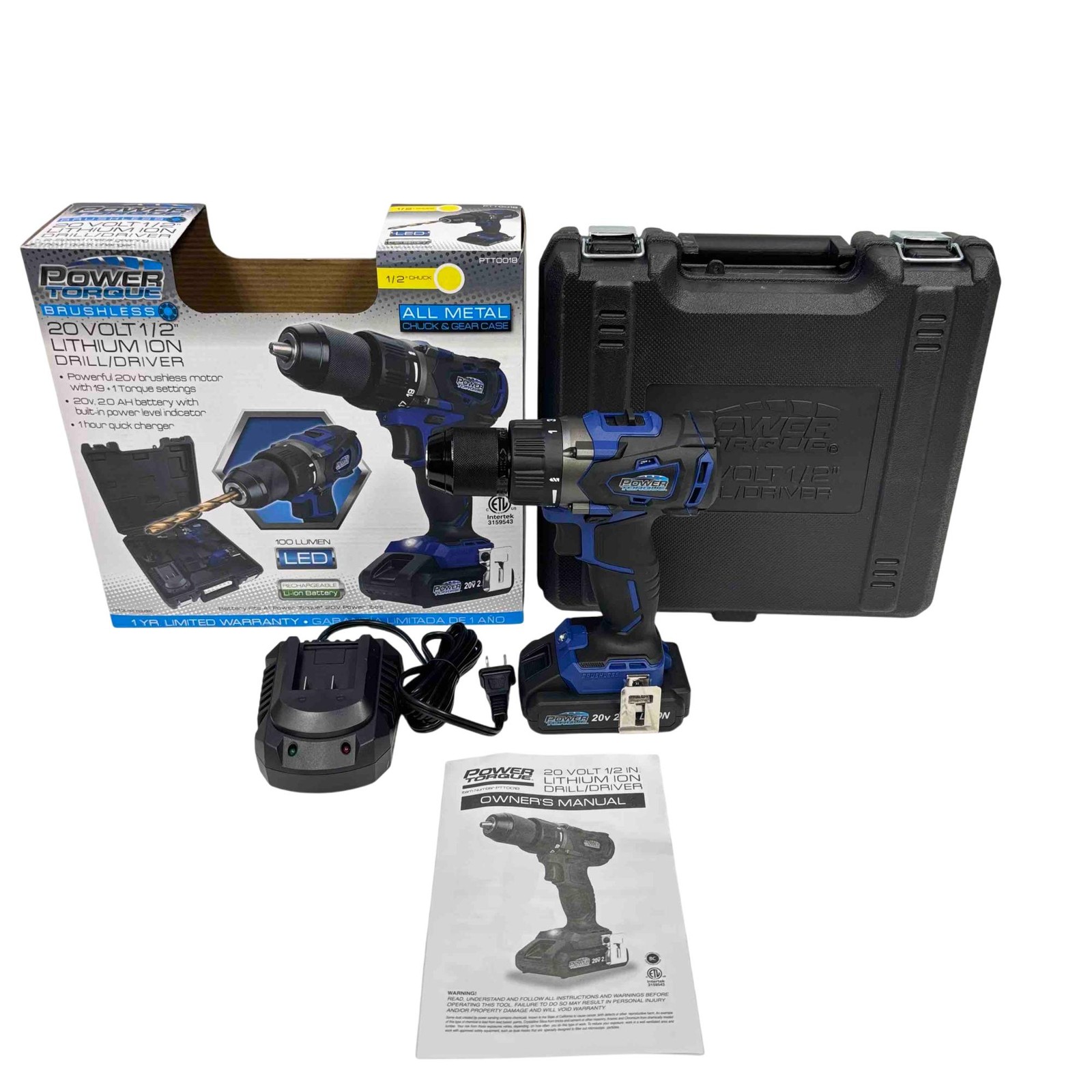 Power Torque 20V PTT0018 Brushless 1/2" Cordless Drill/Drive