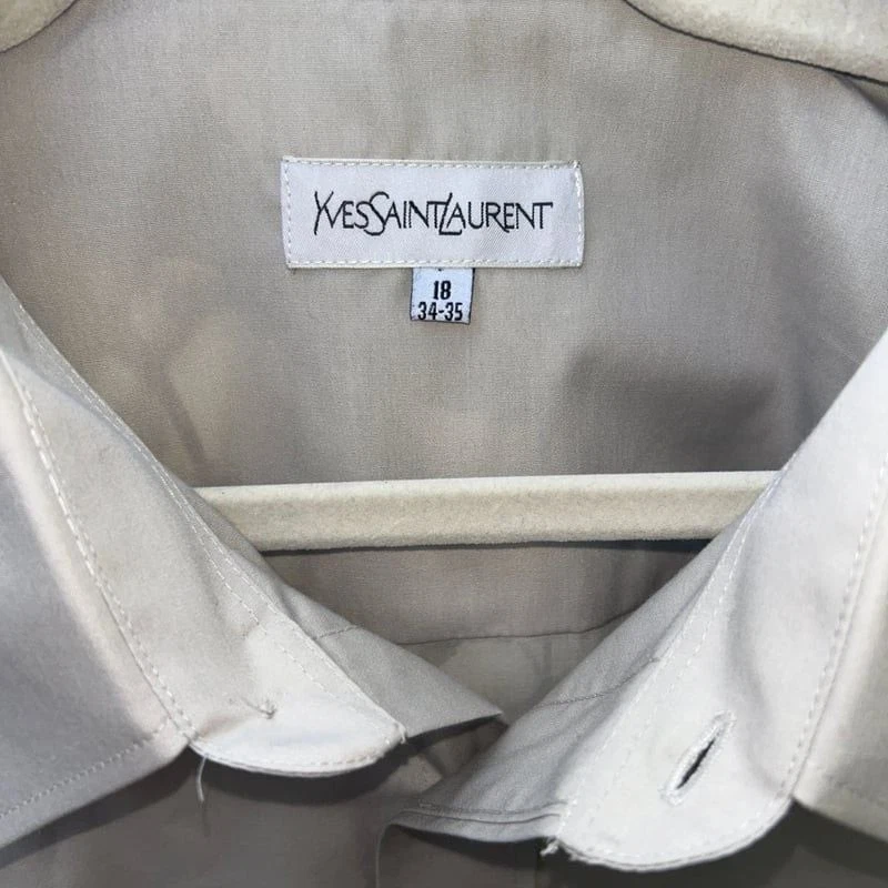 Camisa de vestir para hombre Yves Saint Laurent beige talla 18 34/35 manga larga de lujo Foto 3 de 4