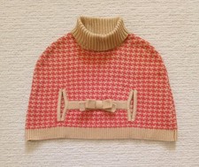 Janie And Jack Houndstooth Cape Sweater 6-12 Months Coral Tan Great Condition