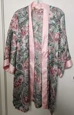 Vintage Gold Label Victoria s Secret Pink Sheer Paisley Robe No Belt OSFA Pocket