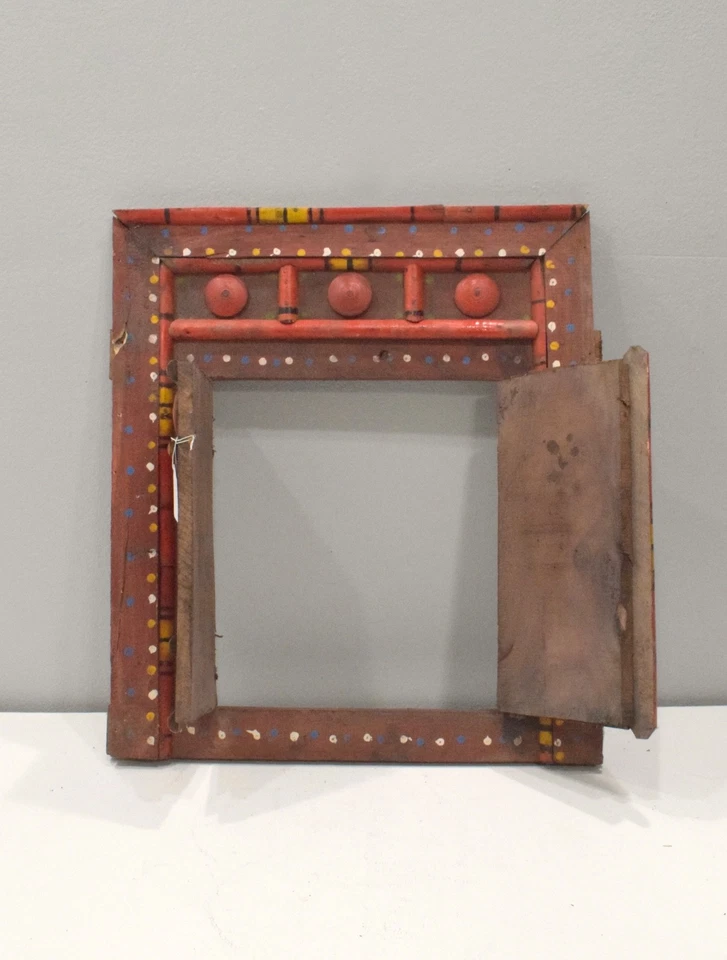 Puerta de madera India centro de doble apertura puerta de madera colorida Foto 4 de 4