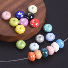6x4mm 8x5mm Rondelle Shape Shiny Glossy Glazed Ceramic Porcelain Spacer Beads