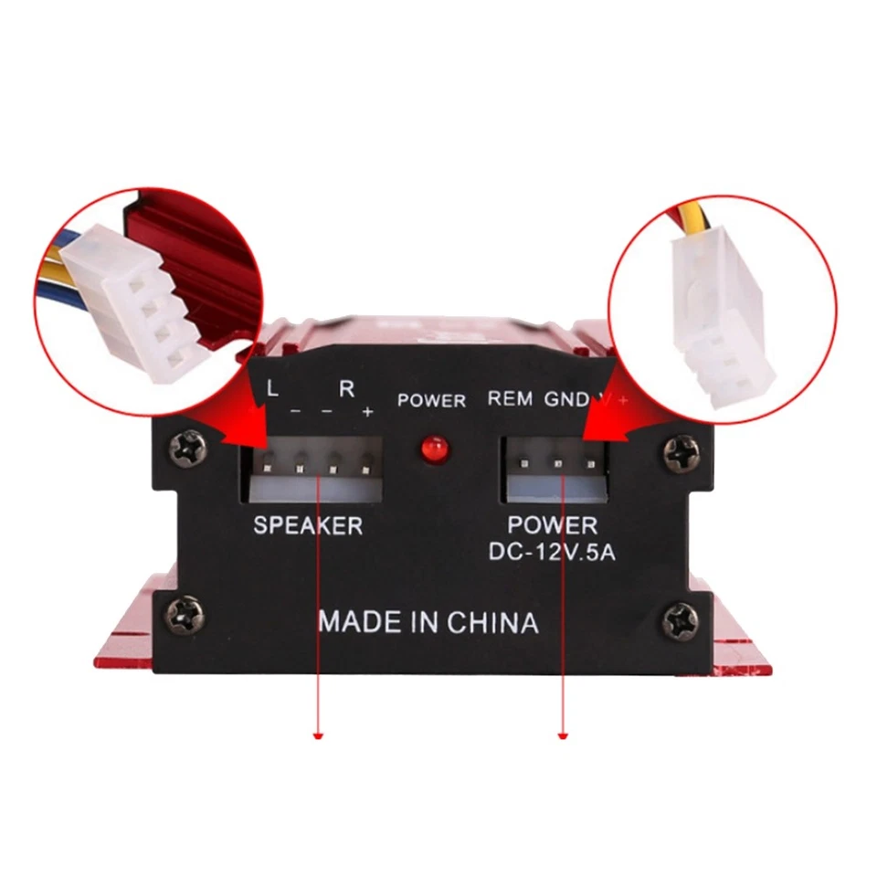  Amplificador Audio Coche, Cable 12V, 2 Canales, Amplificador Estéreo, Subwoofer,8714 Foto 4 de 4