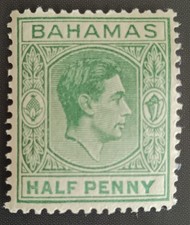 Vintage Bahamas Stamp. 1902-1906. King George VI. Half Penny. 
