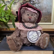 Pickford Power Bear "Chelsea" Teddy Bear Plush w/ Hat, Pearls Brass Button & Tag