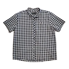 Smartwool Mens Merino Wool Blend Camp Shirt Size XL Short Sleeve Gray Blue Plaid