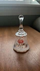 Fenton Clear Glass Opalescent Trim Bell Signed F. Hubbard Handpainted Pink/white