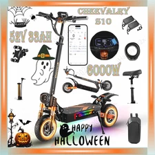 Cheevalry S10 6000W Electric Scooter 52V 33Ah Foldable Off-road E-Scooter W/Seat