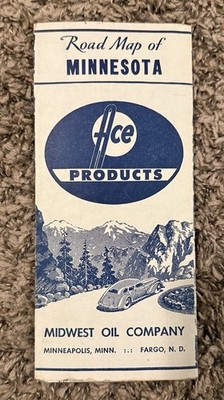 MINNESOTA ROAD MAP ACE OIL GAS MIDWEST OIL MINNIAPOLIS FARGO