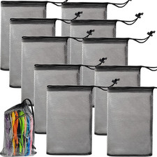 10PCS 8X12Inch Nylon Mesh Drawstring Bags with Cord Lock Closure Delicates Laund