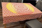 Cotton Mandela Tapestry Wall Hanging 54” Square White With Red, Yellow, Orange — photo 2