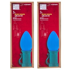 3 FT LED Jumbo Blue Bulb 2 Pack Battery Operated Holiday Yard Decor Blow Mold