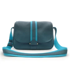 HERMES Bourlingue Shoulder Bag Colvert Blue-Green R Stamp #437