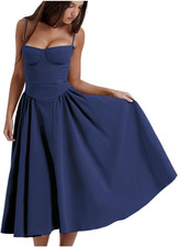 Vintage-Sexy Stylish-Summer Dress-Long Dress Sleeveless Spaghetti Straps