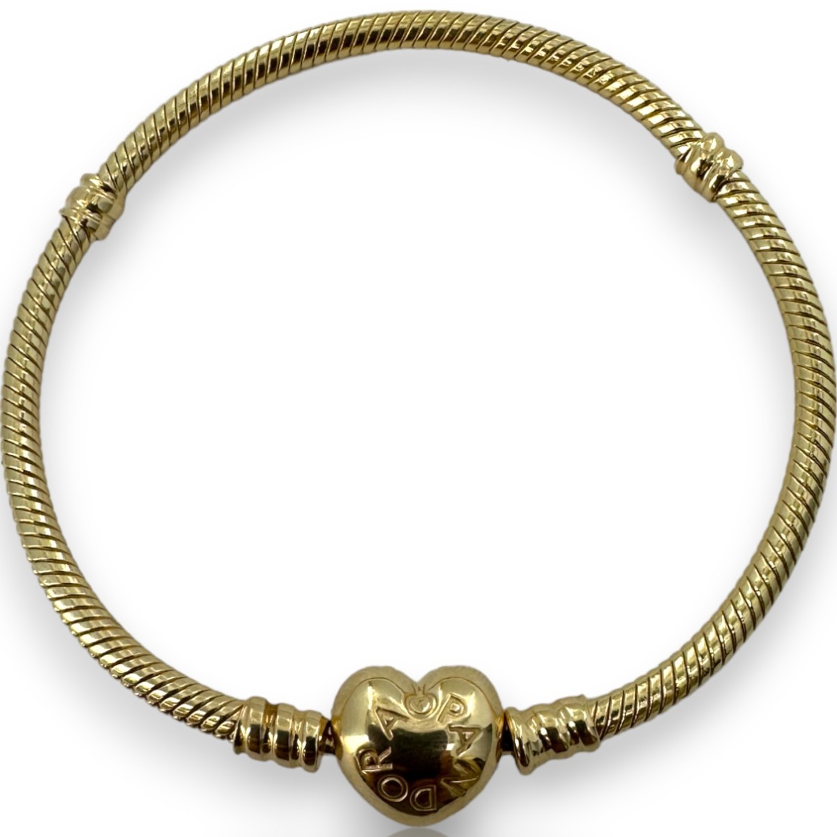 Pandora Moments Heart Clasp Snake Chain Bracelet 14kt Yellow Gold