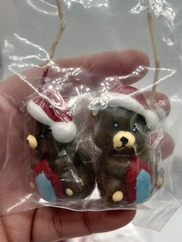 Vintage Christmas Figures Holiday Mini Candles Snowmen Santa Bear 2.5" Lot of 6 image 4
