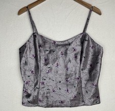 Vintage 1999 Victoria's Secret 100 Silk Cropped Satin Cami Tank Top Purple M