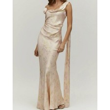 $298 NWT BHLDN Isla Scarf Printed Mermaid Maxi Dress,Pink Salt Vintage Rose, XXS