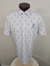 Under Armour Mens Large White Blue TPC Sailboats All Over Polo Shirt