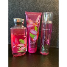 Bath and Body Works Plumeria Set Shower Gel Body Cream Fragrance Mist 3pc Rare