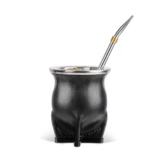 Ceramic Liner Yerba Mate Cup Argentina Gourd with Mate Bombilla Straw, Cleani...