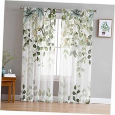 Sage Sheer Curtains 84 inches Long, Abstract 52"W x 84"L Pack of 1 Green
