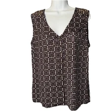 NWT Elementz  Tank Blouse Top Women's SZ XL Purple Geometric Print Buttons