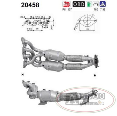 FORD C-MAX 1.6i TI-VCT 1596cc 77 kW / 105 hp IQDA / IQDB 8/10 DFC catalyst