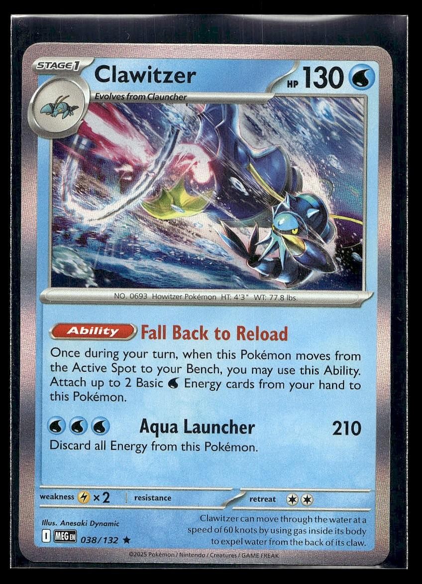 Clawitzer 038/132 Rare Mega Evolution Pokemon Holo Lightly Played